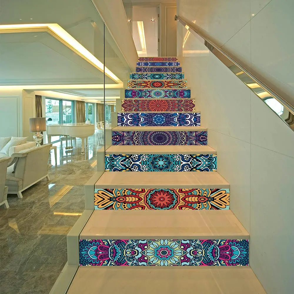 Geometric Pattern Stair Sticker, Self Adhesive Stair Decal, Decorative Sticker for Home Living Room Bedroom Kitchen Bathroom, Decorative Floor Sticker, Decoration Sticker
