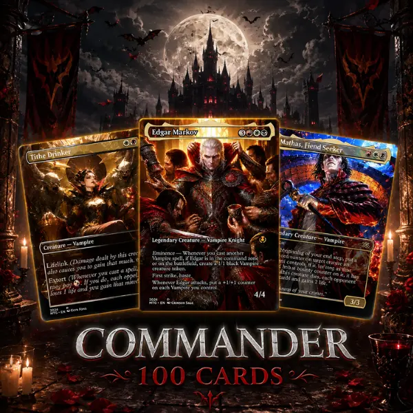 Vampire MTG Commander Deck 100 Cards – Red Green EDH Style Trading Card Game, Prehistoric Custom TCG Gift