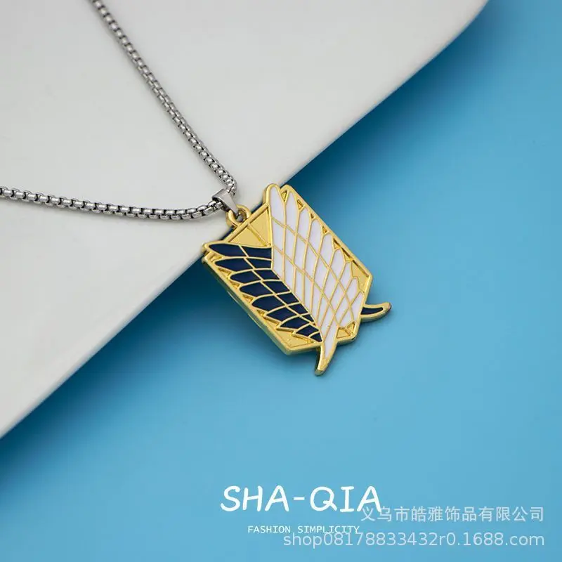 🔥Wing of Freedom Pendant Necklace Anime Cosplay Jewelry Gold-Plated Cuban Link gothic witch cold encounter