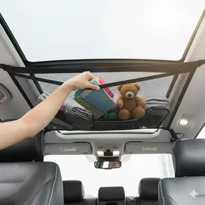 Universal Car Ceiling Storage Net for SUV Sedan - Heavy-Duty Anti-Slip Hook, Multi-Functional Space Organizer. Durable, Breathable, Moisture-Resistant Interior Tool for Long Trips & Daily Driving, Car Storage Organizers