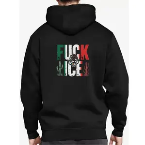 Stylish Casual Hoodie Featuring Mexico Flag Promoting Anti ICE Sentiment