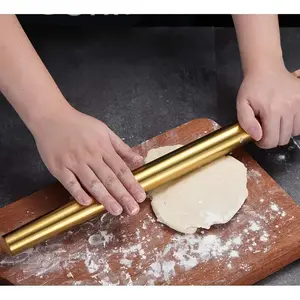 Stainless Steel Solid Rolling Pin Household Dough Stick Kitchen Dough Stick Dumpling Skin Artifact Baking Tool