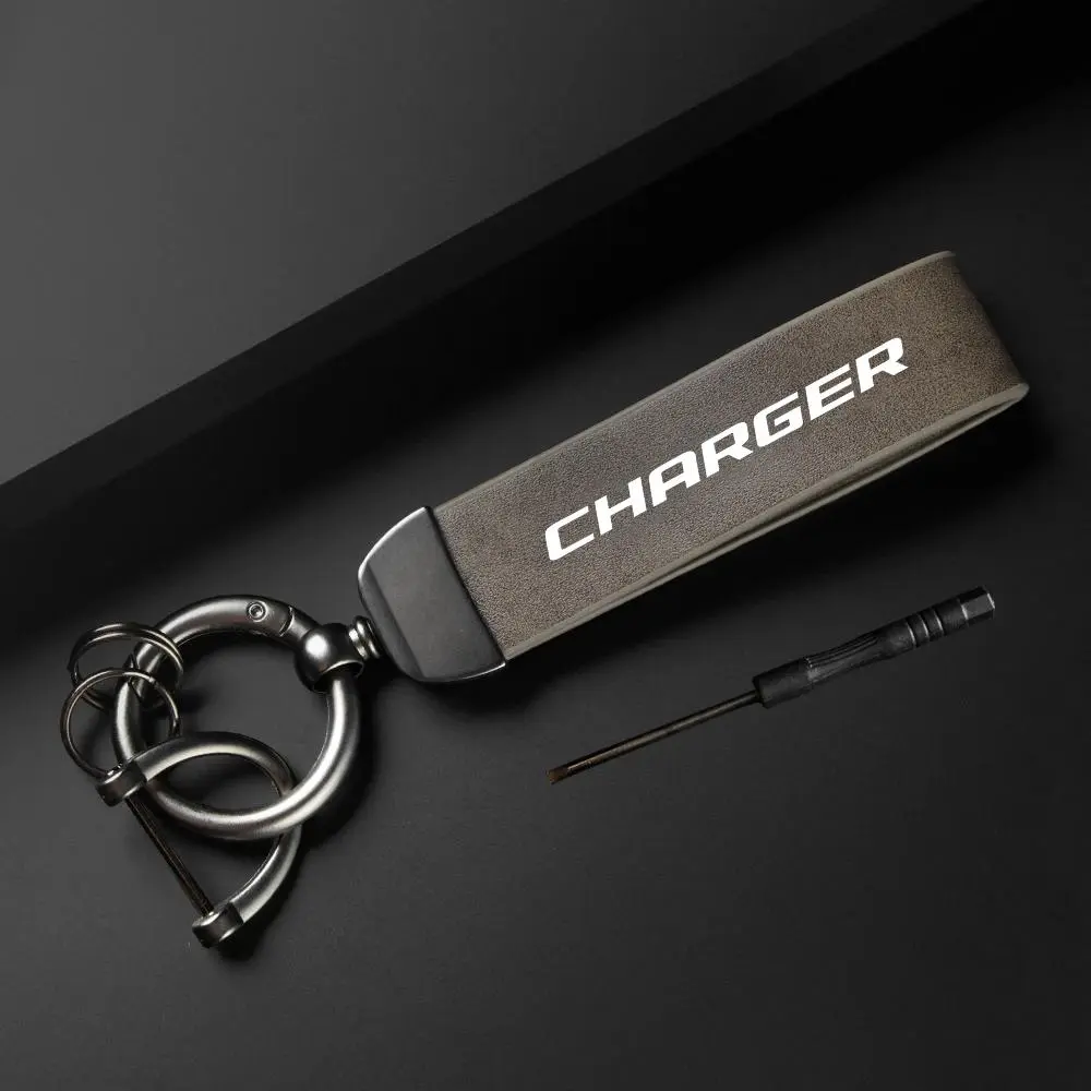 Car Keychain, PU Leather Car Key Chains, Simple Design Car Interior Decoration Accessories, Car Key Accessory for Dodge CHARGER