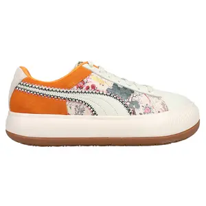 PUMA Womens X Liberty Suede Mayu Floral Lace Up Sneakers Shoes Casual - Off White, Orange