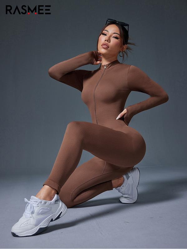 RASMEE Ladies' 3 Piece Slim Fit Sports Jumpsuit with Tight Waist Design Unique Tailoring Pure Color Indoor Outdoor Wear Fashionable Sportswear for Gyms and Sports Activities Fitness Outfit Stretchable Activewear