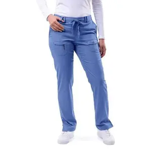 Pro Slim Fit 6 Pocket Scrubs Pant by Adar (Regular) XXS-3XL /  Ceil Blue
