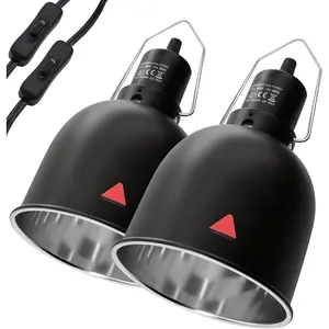 2-Pack 5.5in Deep Dome Reptile Light Fixture Heat Lamp for Heat UVA UVB Basking Bulb Max 100W for Reptile Habitat