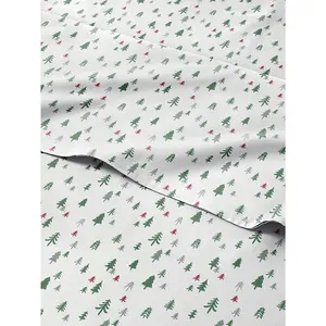Christmas Trees Sheet Set - Holiday Xmas Pattern Bedding Set - Deep Pockets Snug Fit - 4 Piece - Wrinkle Free & Easy Care - Comfy Festive Winter Holiday Sheets for Women Men Kids & Teens