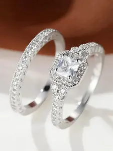 Women's Elegant Fashion Promise Rings, Wedding Promise Rings, Vintage Princess Cut Engagement Ring, Solitaire Engagement Rings, Trendy All-match & Exquisite Jewelry for Birthday Gift