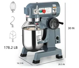 Commercial Mixer 20 QT, 1100W Commercial Stand Mixer with Dough Hook, Stainless Steel Bowl Heavy Duty Mixer for Bakery Pizzeria Restaurant, 3 Speeds Adjustable(105/180/408 RPM)