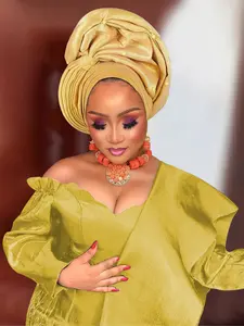 Women's Fashionable Pleated Headscarf Hat, Scarf Head Wrap, Vintage Elegant Style, Perfect for Evening Events, Pure Color Design, 1 Piece