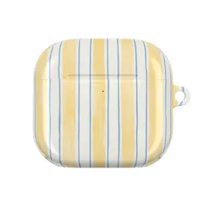 Yellow Striped AirPods Case for AirPods 1 2 3 4, AirPods Pro 1 2 3, Coastal Summer Aesthetic Earbuds Cover, Fresh Minimal Protective Case