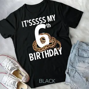 Kids 6 Year Old Snake Birthday Party Boa Python Reptile 6th Gift Unisex T-shirt