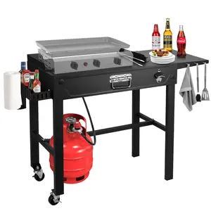 Bestfire Portable Outdoor Grill Table with Wheels — Heavy-Duty Camping Kitchen Stand for Grills, Griddles & Outdoor Cooking, Supports 300LBS
