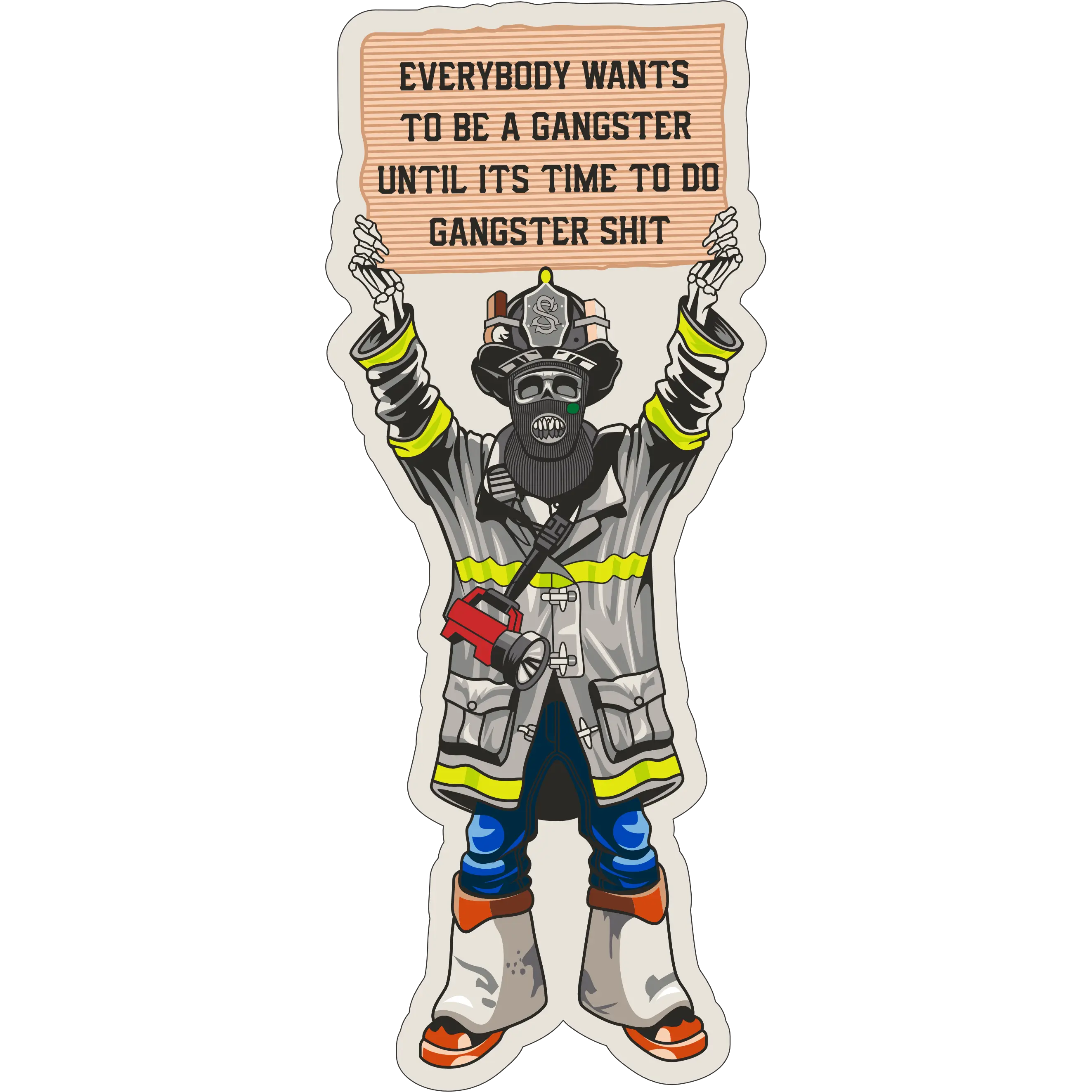 Power Creations Reflective Vinyl Firefighter Decal - AI Generated, Multi-Size, Stick-On Outdoor Automotive Sticker with "Firefighter Gangster Sh*t" Design for Fire Department Enthusiasts (TikTok-Inspired)
