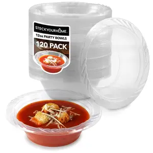 Stock Your Home 12 oz Disposable Clear Plastic Bowls - 120 Pack