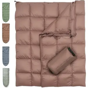 Down Camping Blanket with Footbox - Lightweight, Packable, Water Resistant Backpacking Quilt & Warm Puffy Compact Outdoor Throw - 52x77 with Stuff Sack for Stadium, Hiking & Travel