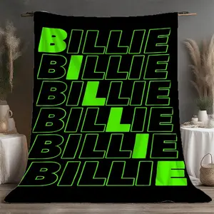 Bilie Flannel Blanket, Ultra Soft Comfortable, Letter Pattern Blanket, Suitable for Sofa and Bed, All Seasons, Travel Camping, Home Decor Gift