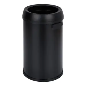Commercial Stainless Steel Trash Can with Open Top – Large Capacity Waste Bin for Indoor/Outdoor Use – Suitable for Offices, Cafes, Shopping Malls & Businesses