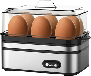 Rapid Egg Cooker Electric 6 Eggs Capacity, Soft, Medium, Hard Boiled, Poacher, Omelet Maker Egg Poacher With Auto Shut-Off,