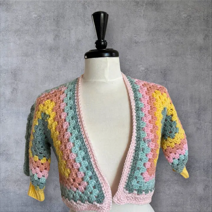 🌸 Pastel Dreams Granny Square Cardigan (X-Size Small)
