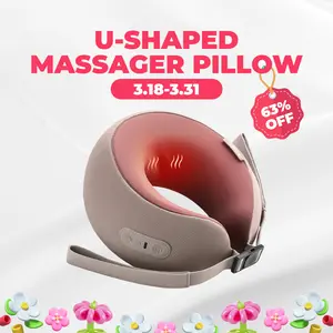 CINCOM U-Shaped Neck Massager Pillow（Mocha Coffee） for Cervical Support, with Soothing Heat & Kneading, 360° Memory Foam Support, Cordless, Rechargeable & Portable, Perfect Gift for Black Friday, Thanksgiving, Christmas, Birthdays & More