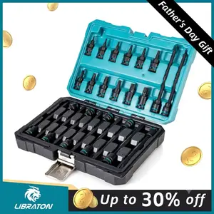 【Fathersdaygift】LIBRATON 3/8" Drive Impact Torx Bit Socket Set, Extra Long Torx Socket, S2 Alloy Steel Star Bit Sockets, 24PCS Torx Bit Set, Impact Torx Bit Set, T10-T60, 2in&6in Long Torx Bit Set, Blow Molded Box Torx Wrench Set Kit