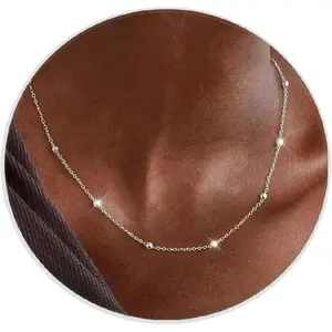925 Sterling Silver Chain Necklace for Women 1.6mm Satellite Bead Shiny Sturdy Hypoallergenic Trendy 16 18 20 22 24 Inches Dainty Gifts for Women