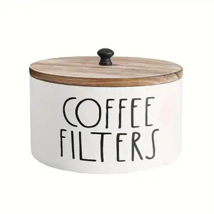 Coffee Filter Holder, Wooden Coffee Filter Storage Box with Lid, Durable Storage Container for Filters & Accessories, Home Organizer