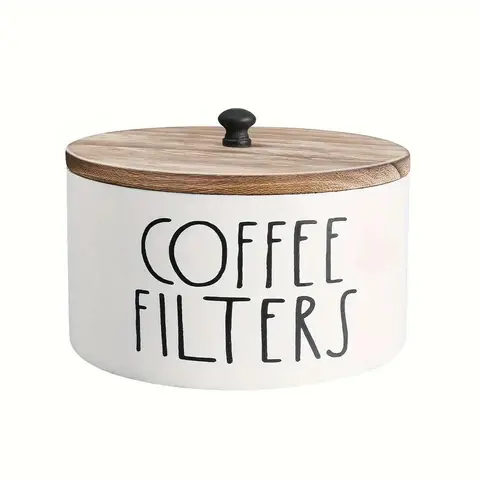 Coffee Filter Holder, Wooden Coffee Filter Storage Box with Lid, Durable Storage Container for Filters & Accessories, Home Organizer, Containers With Lids For Organizing