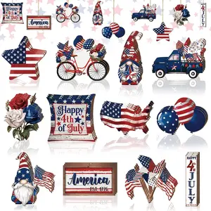 36 Pcs 4th of July Ornaments for Tree Patriotic Wooden American Flag Ornaments Memorial Day Tree Decorations Red White Blue Hanging Decoration for Independence Day 250th Anniversary(Classic)