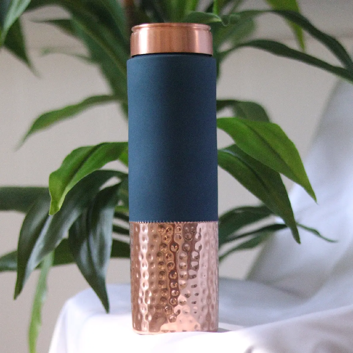 Authentic Indian Copper Water Bottle - Blue
