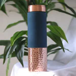 Authentic Indian Copper Water Bottle - Blue