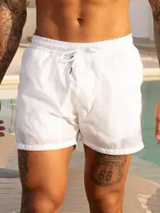 1 Pack Men's Solid White Shorts Minimalist Casual Style Quick Dry Lightweight Swimwear Shorts for Beach Pool Vacation