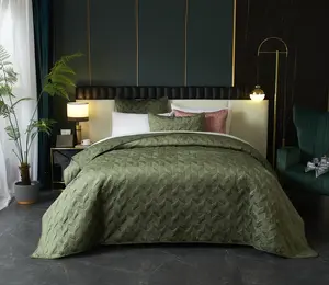 FANSACE 3-Pieces Diamond Series Ultra-Light Bedding Set - Luxury Glam Quilted Texture Plush Velvet Comforter, Beige Chevron Bedspread Coverlet, All-Season Queen & King Size Options