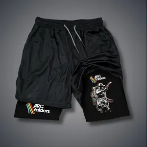 80s 90s Double-Layer Sports Shorts Graphic Shorts Black Camo Streetwear Shorts Men Outfits Men Vacation Outfits Shorts