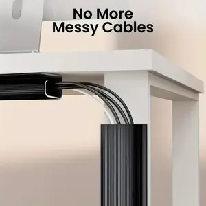 Self-Adhesive Desk Cable Organizer, Cord Organizer, No Drilling Required, Durable PVC Channel Manager, Multi-Cable Management Solution for Desk Surfaces, Under-Desk Organizer, Office Desk Accessories, Work Organizer