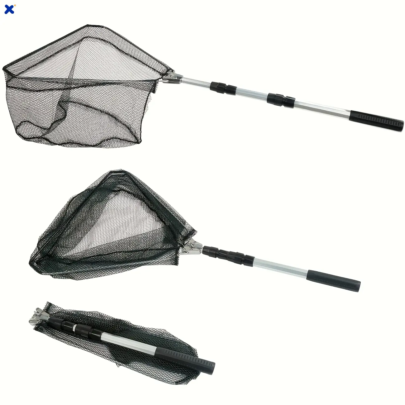 Telescopic Aluminum Handle Fishing Landing Net, Adjustable Length 40–63 Inches, Heavy-Duty Durable Mesh, Portable Fishing Gear for Steelhead, Salmon, Fly Fishing & Catfish