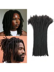 Extension Human Hair 0.6cm Thickness 4-14 Inch 100 Strands Natural Black Full Handmade Permanent Locs Can Be Dyed And Bleached For Women Men Kids Locs Braiding Hair Dreadlock Extensions Real Human Hair