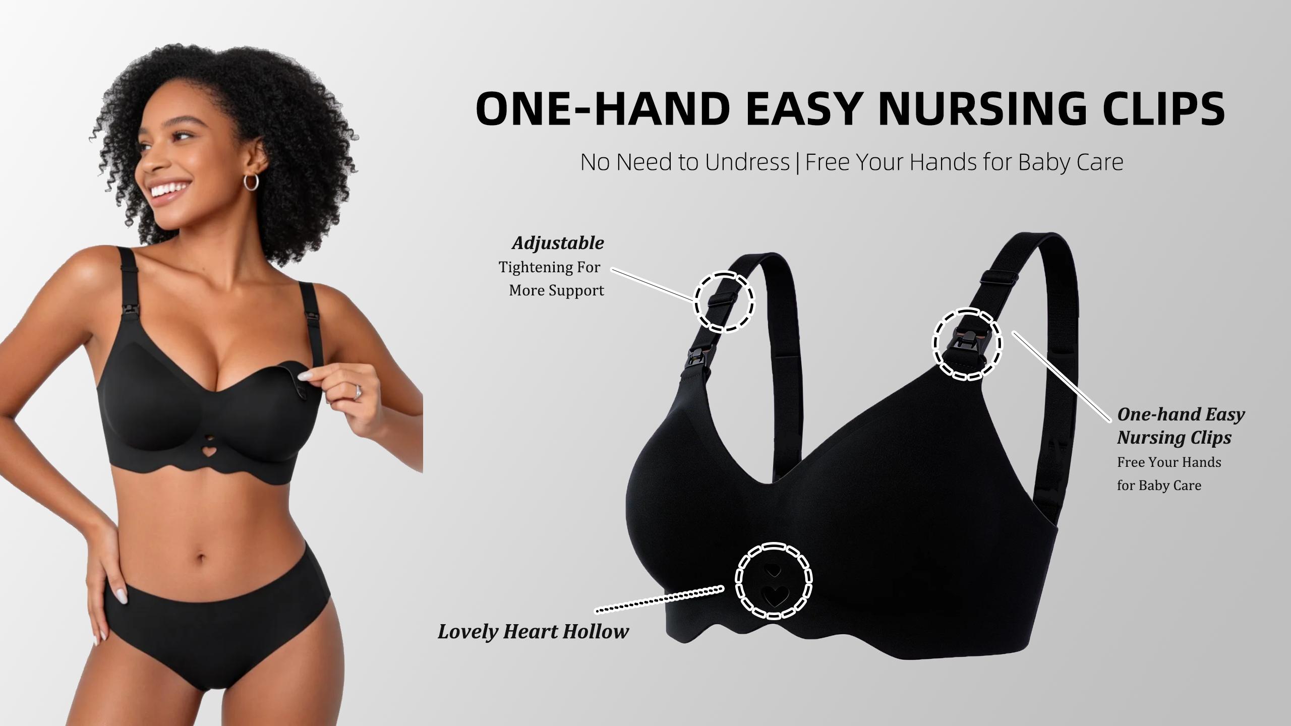 G.L. Jelly Wireless Nursing Bra for Women – Seamless Push Up Maternity Bra for Big Bust, Full Coverage Buttery Soft Breastfeeding Bra with One-Hand Clip, Anti-Sagging Support T-Shirt