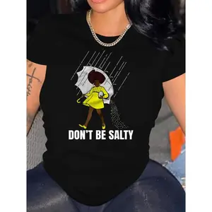 [100% Cotton] Graphic & Slogan Print Crew Neck T-Shirt, Casual Short Sleeve Top For Spring & Summer, Women'S Clothing T-Shirt For Men And Women