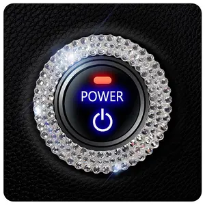 Bling  Button Start Button Cover/Sticker for Wowen,  Engine Start Stop Trim Ring, Shiny  Rhinestone Key  and Knob Ring ( White)...