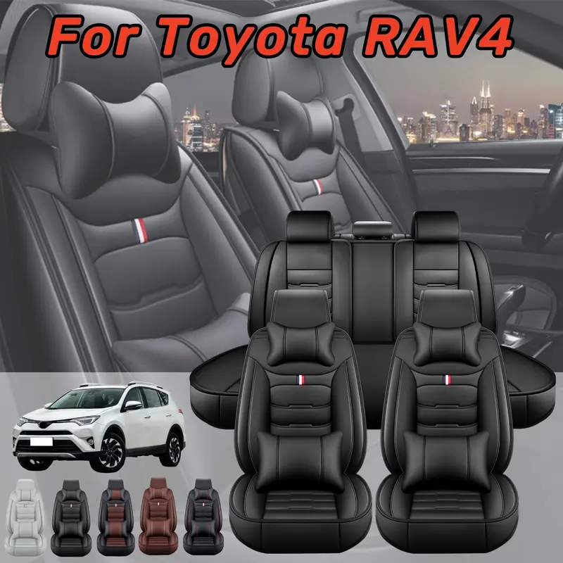 For Toyota RAV4 2006 - 2026 Car Seat Covers Premium Napa PU Leather Front Rear Full Set with 4 Pillows , Seat Cushion Pad Mat Protector 4 Seasons Waterproof - For Mother Father Lover Friend Christmas Valentine Gift