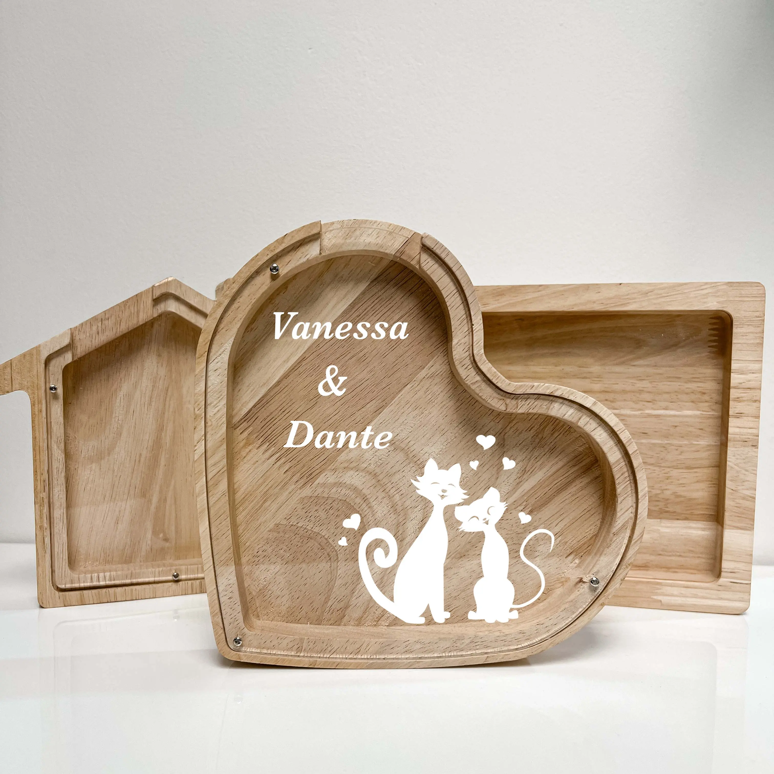 Personalized Anniversary Cat Savings Bank – Custom Engraved Coin Jar, Cute Pet Gift for Couples, Kitty Money Box, Unique Cat Lover Gift Idea