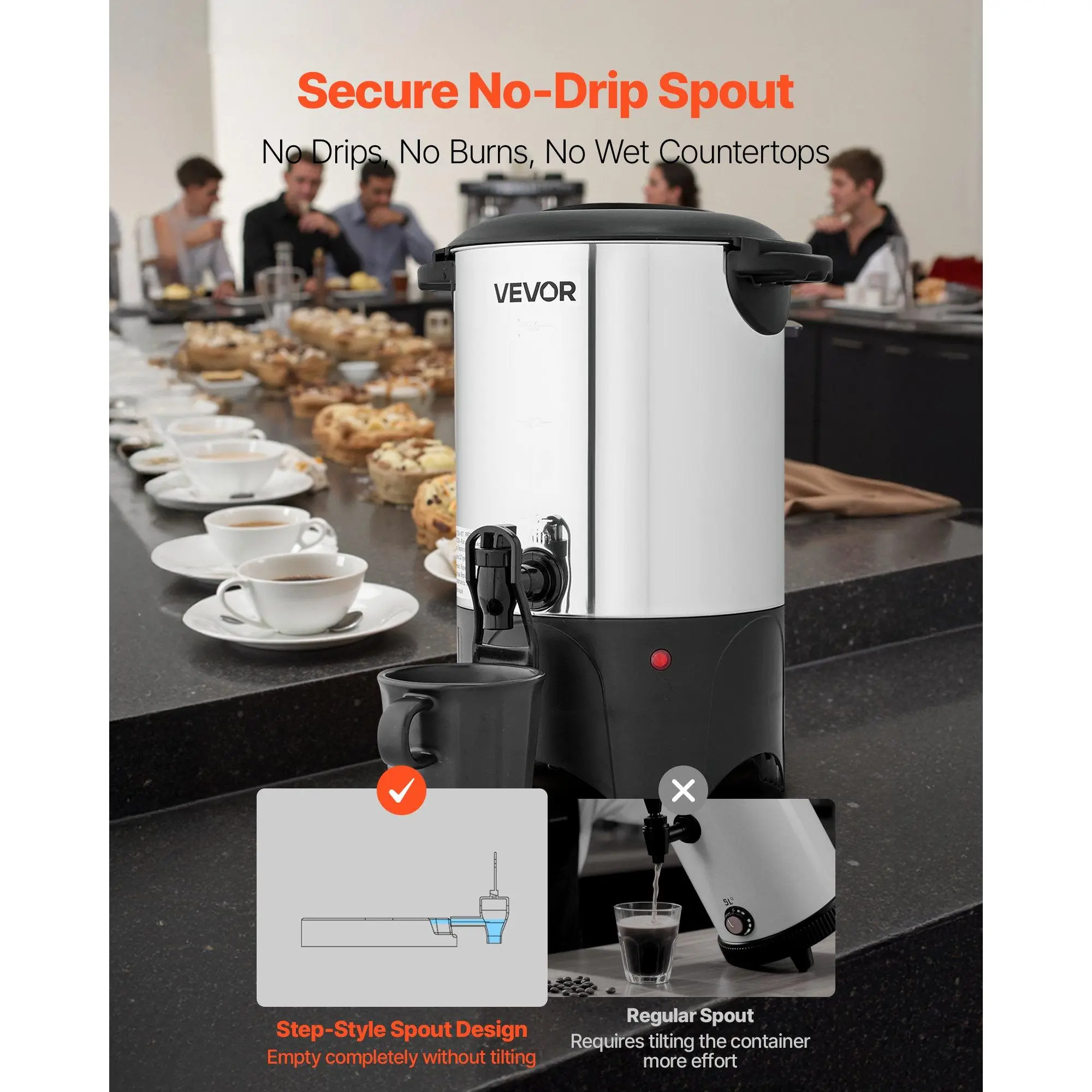 VEVOR Commercial Coffee Urn, 30 Cup 4.5 L Hot Beverage Dispenser with  Dripless Faucet, Quick-Brewing Commercial Coffee Maker with Stainless Steel  Liner, for Catering, Business, Church & Restaurant - TikTok Shop