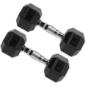 Signature Fitness Hex Dumbbells Strength Training Workout Equipment Set, 15 lbs
