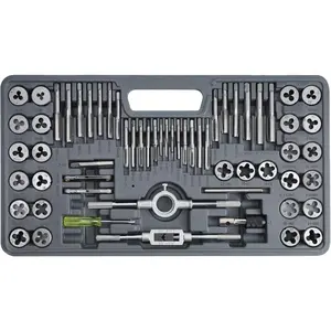 60 count SAE & Metric Tap and  Set, Metric Standard Rethreading Tool Kit, Coarse and Fine Threads for  External and Internal Threads, Essential Repair Tool Kit with Storage Case