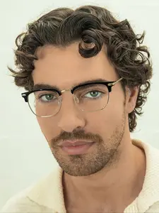 Unisex High-Quality Casual Rectangular Metal Frame Glasses, Lightweight Eyeglasses, Anti-Blue Light, Lightweight Durable Design for Daily Reading & Commuting