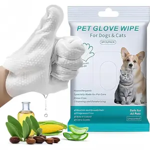 Pet Glove Wipes 6-Pack – Hypoallergenic, Fragrance-Free & Disposable Cleaning Wipes for Dogs & Cats – Safe for All Pets, Gentle Ear & Coat Care