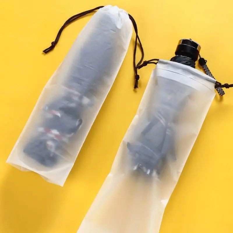 Clear Umbrella Storage Bag, 10pcs/set Waterproof Drawstring Bag, Plastic Bag for Outdoor Storage Car To Pack Wet Umbrella Bag, Organiser